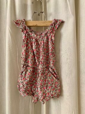 Cat & Jack 3T Pink Floral Ruffle Strap 100% Rayon Romper